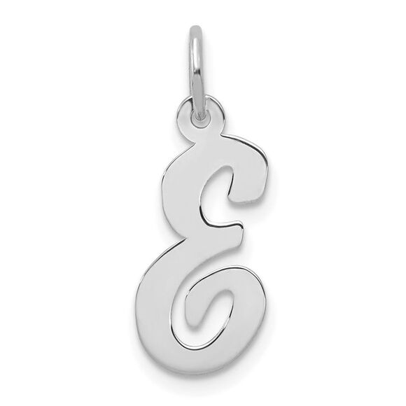 14k White Gold, Madison Collection, Medium Script Initial E Pendant - Picture 1 of 5